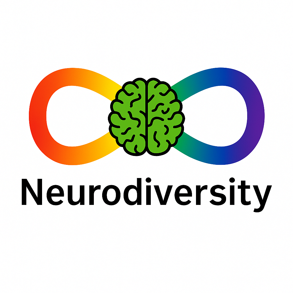 Neurodiversity icon showing infinity loop with brain graphic